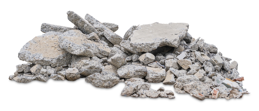 RubbleRuinBrickBuildingWallBrokenDemolitionDestructionPileIsolated